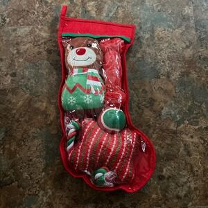 Vibrant Life Dog Toy Red Christmas Stocking With 5 Chewy Toys Rope